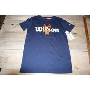 Wilson Basketball Graphic Tee Kids Medium Navy Blue NEW Short Sleeve Shirt